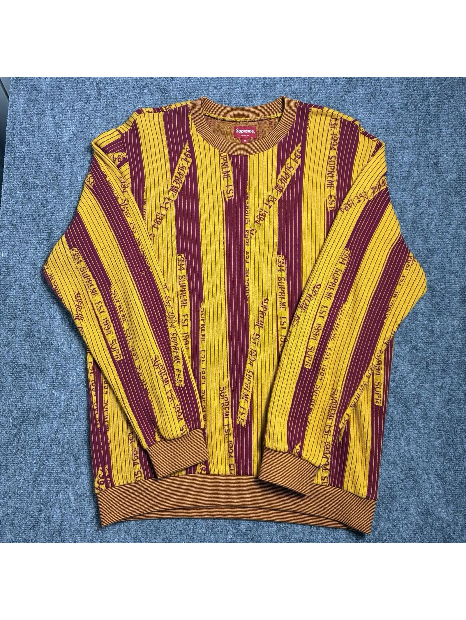 Supreme Fw20 Textured Stripe Crewneck In Yellow/Red